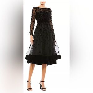 Mac Duggal
Embellished Floral Sheer Fit and Flare Dress